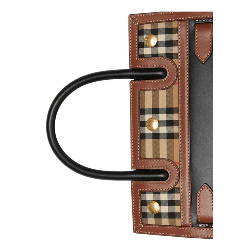 Burberry Leather and Vintage Check Two-handle Title Bag