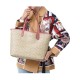Canvas With Leather Tote Bag Shopping Bag Combo Bag Handbag Shoulder Bag Large Women S Khaki Pink