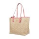 Canvas With Leather Tote Bag Shopping Bag Combo Bag Handbag Shoulder Bag Large Women S Khaki Pink