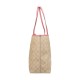 Canvas With Leather Tote Bag Shopping Bag Combo Bag Handbag Shoulder Bag Large Women S Khaki Pink