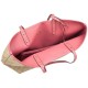 Canvas With Leather Tote Bag Shopping Bag Combo Bag Handbag Shoulder Bag Large Women S Khaki Pink