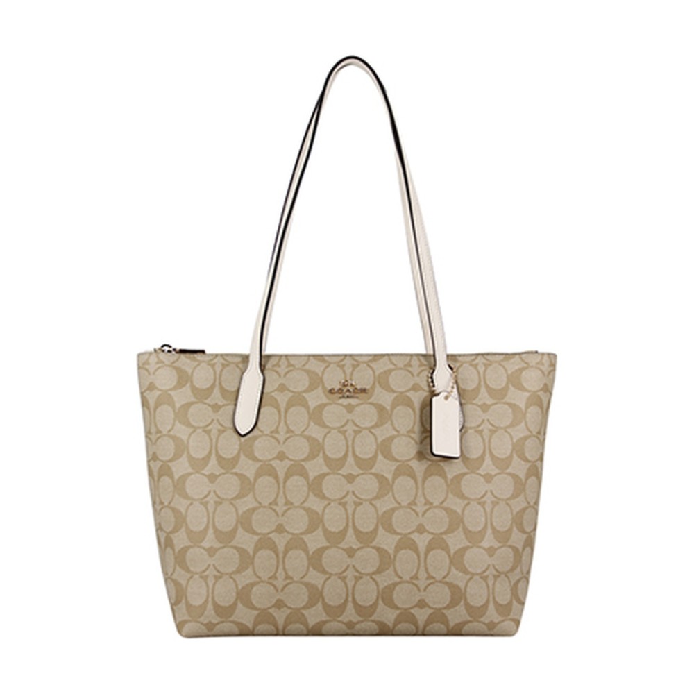 Tote 30 Monogram Tote Shoulder Bag Women S Khaki White