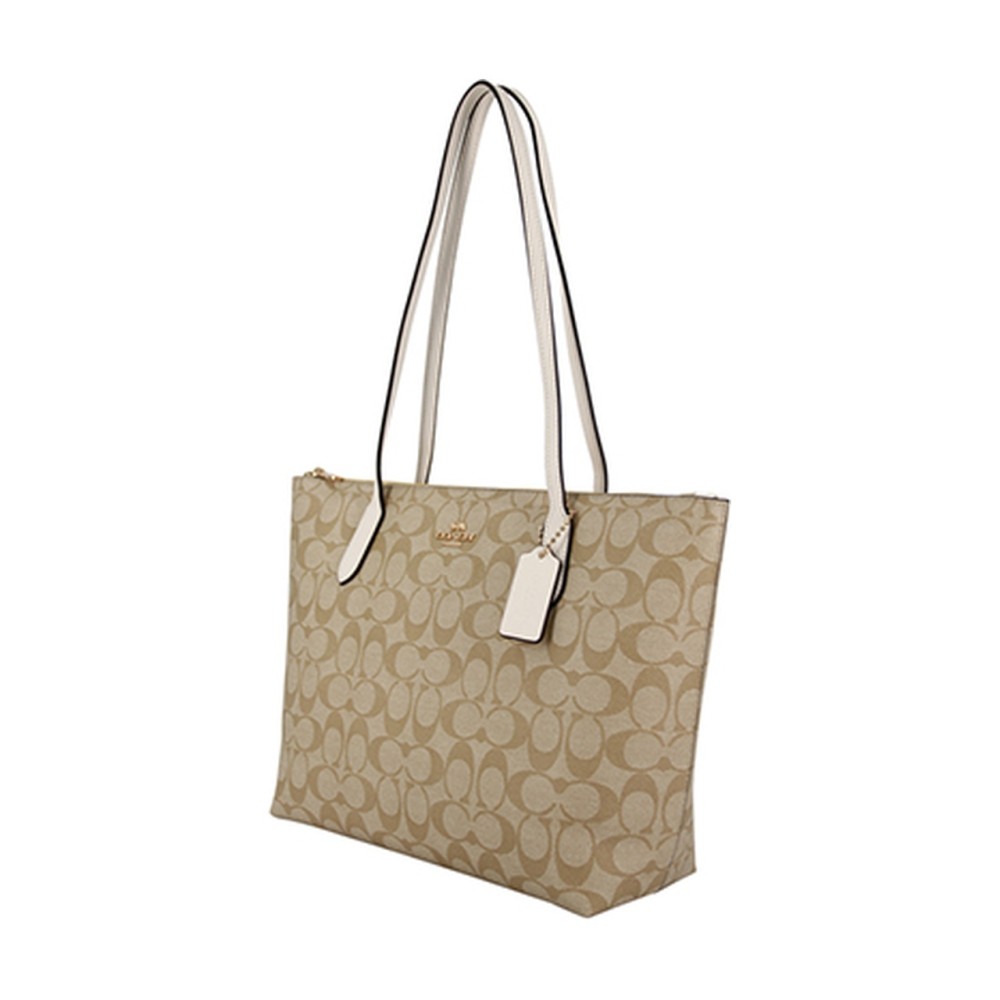 Tote 30 Monogram Tote Shoulder Bag Women S Khaki White