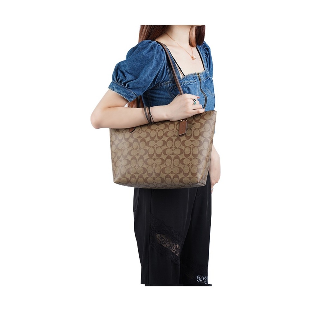 Zip Top Tote Pvc Shoulder Bag Medium Women S Brown Monogram