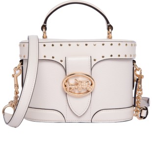 Georgie Leather Box Bag Handbag Shoulder Bag Crossbody Bag Small Size Women S White