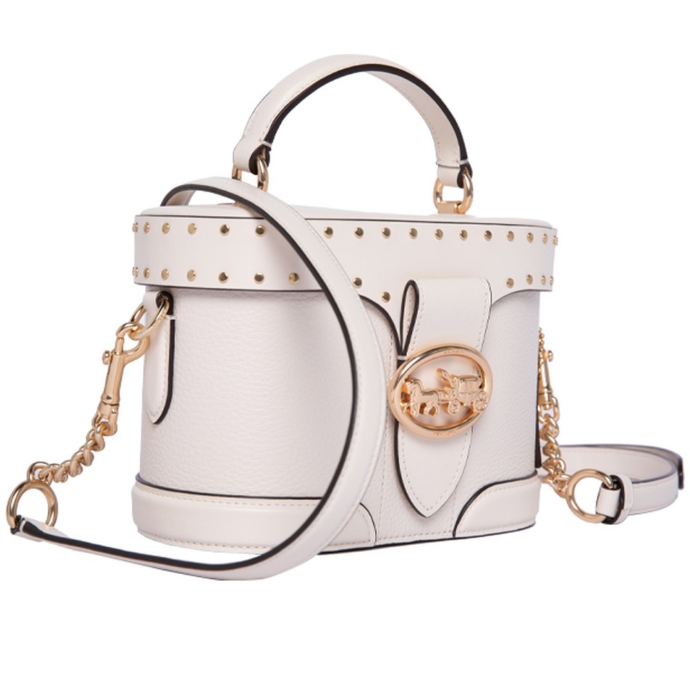 Georgie Leather Box Bag Handbag Shoulder Bag Crossbody Bag Small Size Women S White