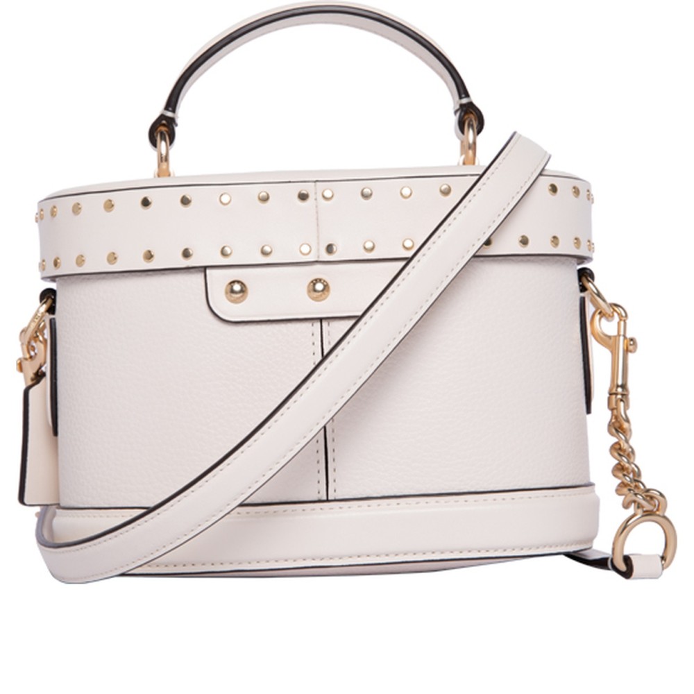 Georgie Leather Box Bag Handbag Shoulder Bag Crossbody Bag Small Size Women S White