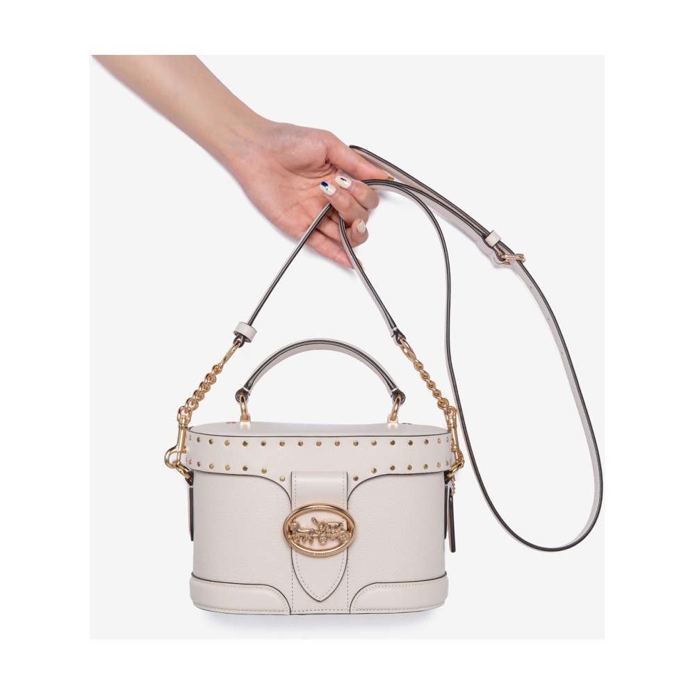 Georgie Leather Box Bag Handbag Shoulder Bag Crossbody Bag Small Size Women S White