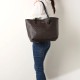 City 33 Tote Monogram Shoulder Bag Large Canvas Brown Black Women S
