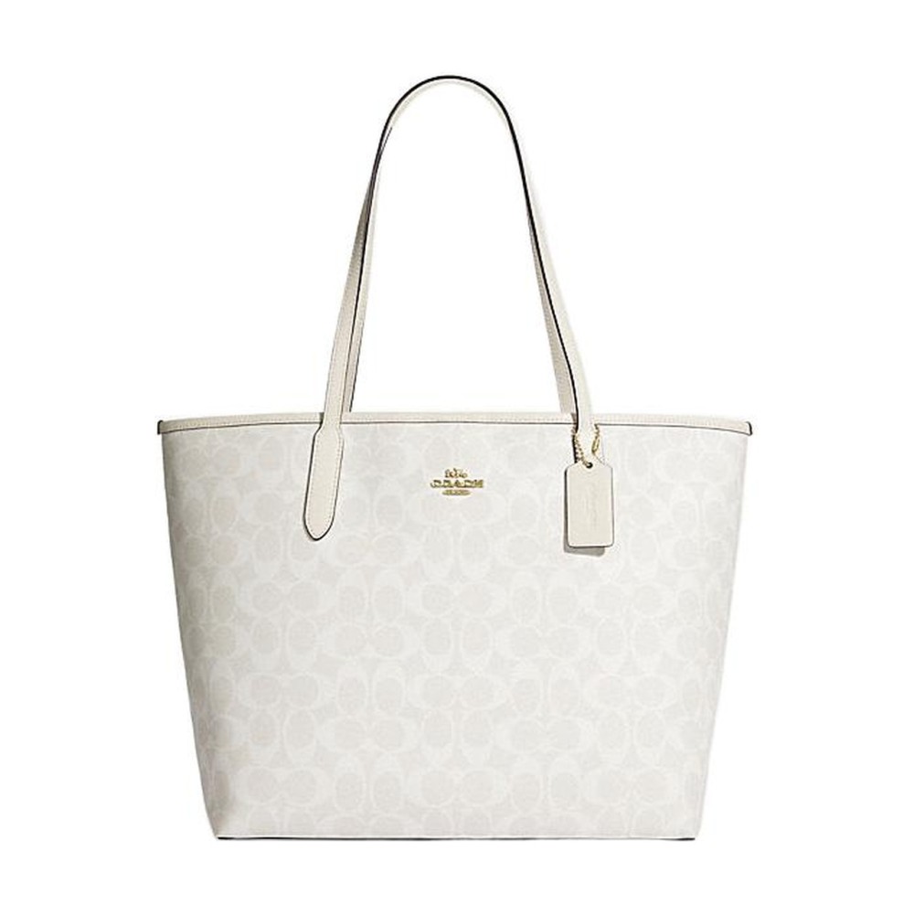 City Canvas With Leather Shoulder Bag Large Women S Gold Chalk Glacier White