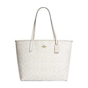 City Canvas With Leather Shoulder Bag Large Women S Gold Chalk Glacier White