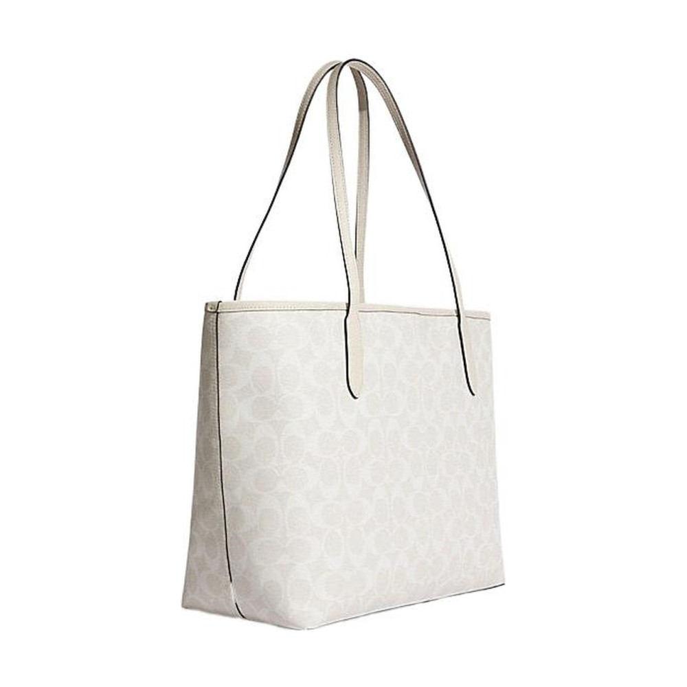 City Canvas With Leather Shoulder Bag Large Women S Gold Chalk Glacier White