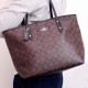City Zip Tote Coated Canvas Tote Bag Shopping Bag Handbag Shoulder Bag Women S Brown Black