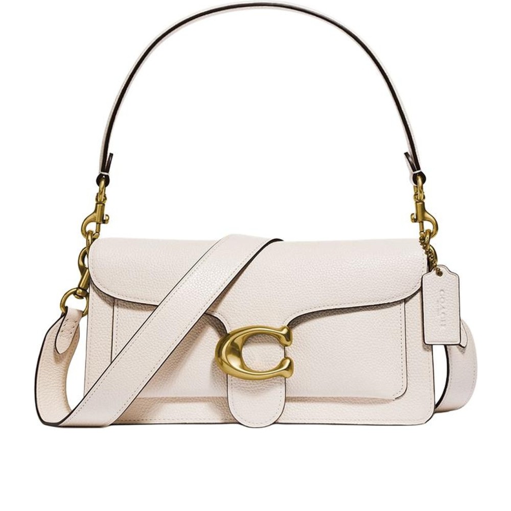 Tabby Polished Pebbled Leather Wine God Bag Shoulder Bag Crossbody Bag Medium Size Women S White