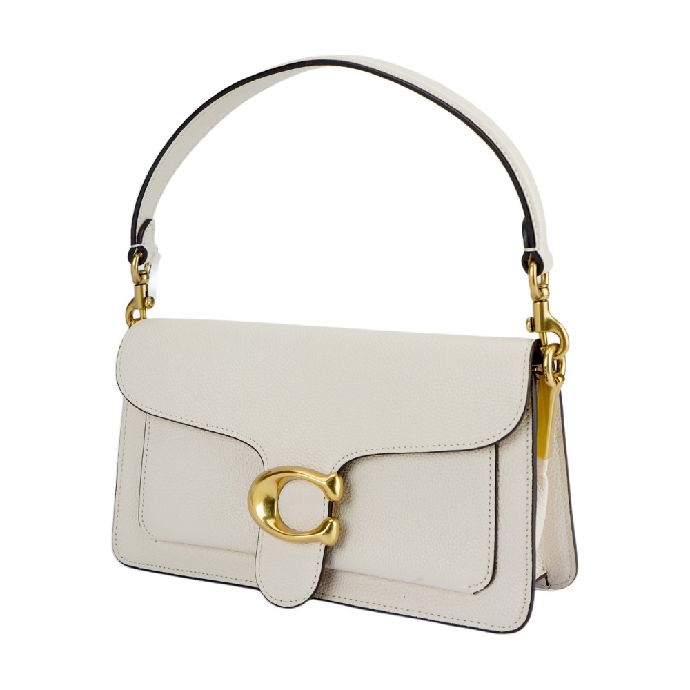 Tabby Polished Pebbled Leather Wine God Bag Shoulder Bag Crossbody Bag Medium Size Women S White