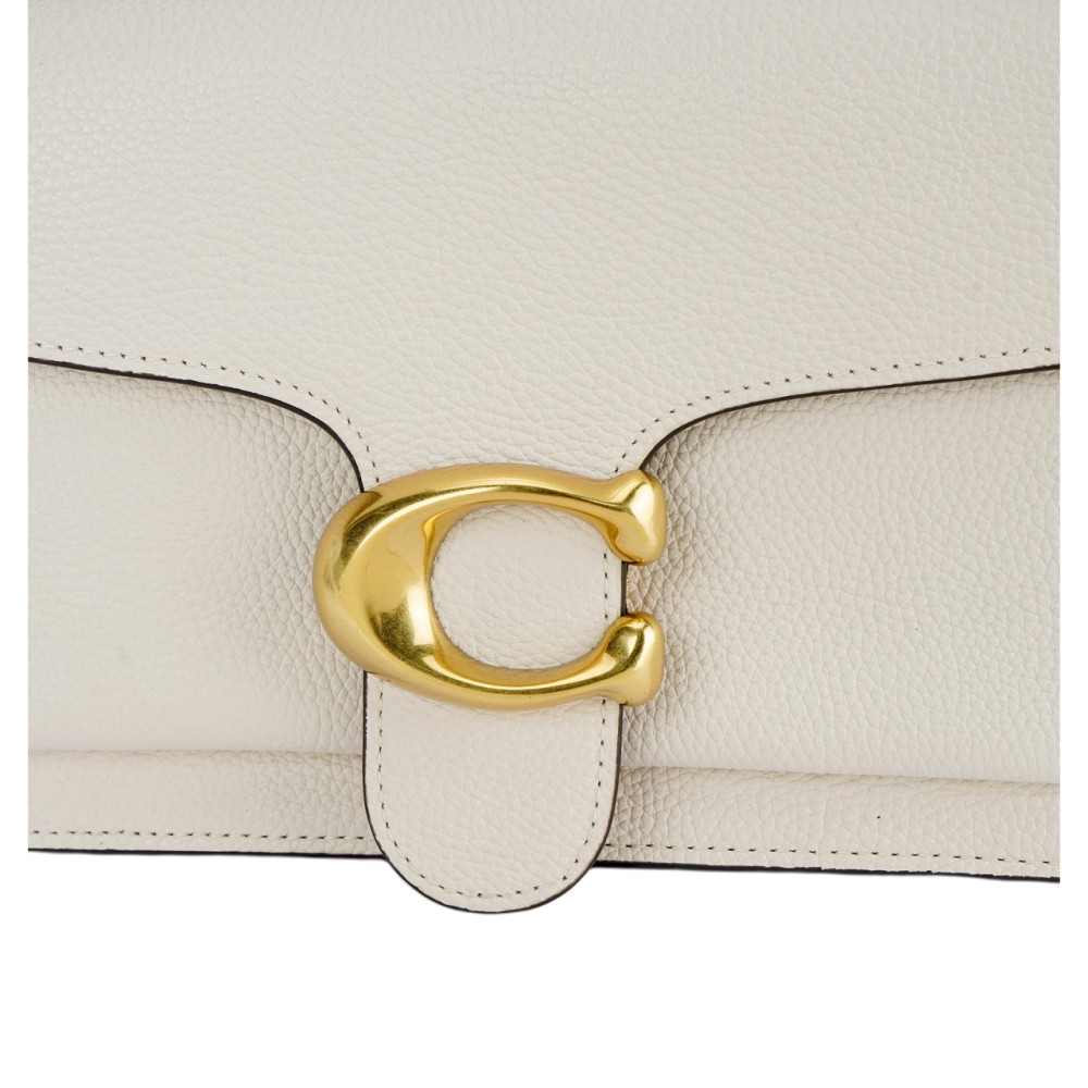 Tabby Polished Pebbled Leather Wine God Bag Shoulder Bag Crossbody Bag Medium Size Women S White