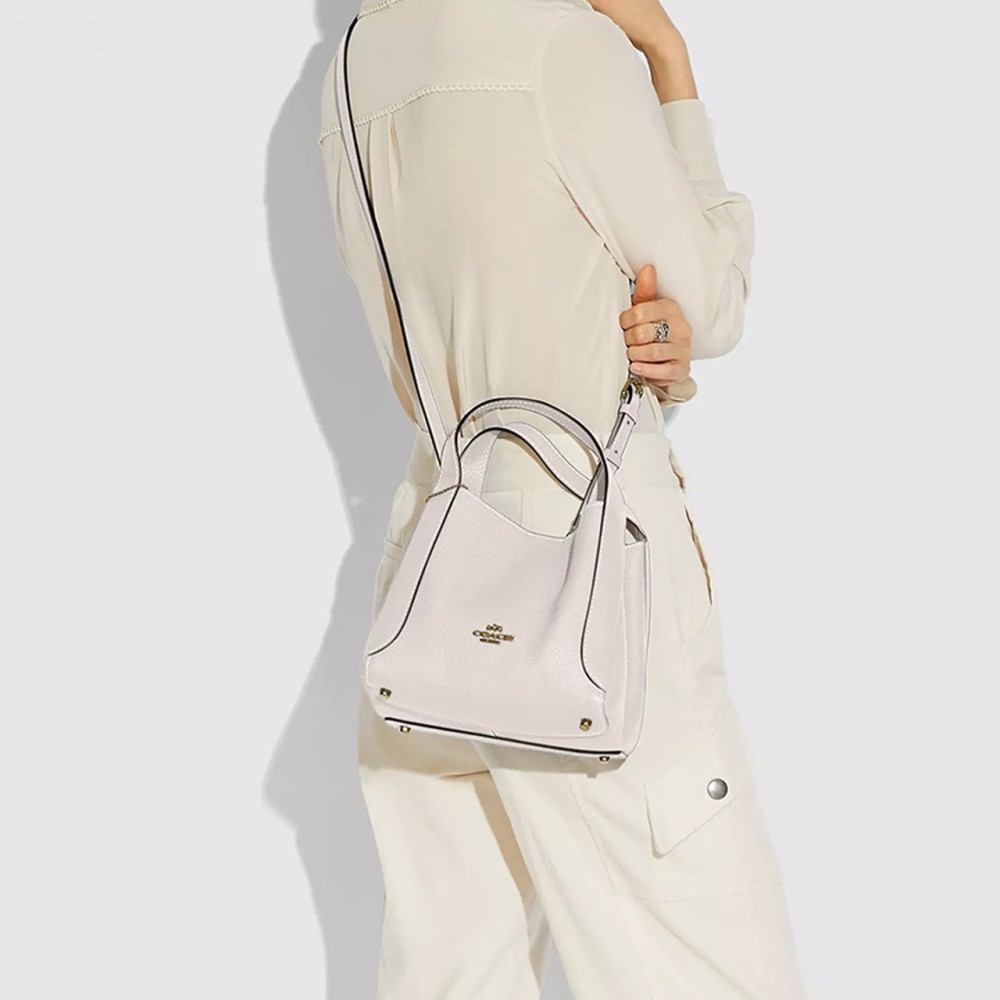 Hadley Coated Canvas With Cow Leather Handbag Small Women S White