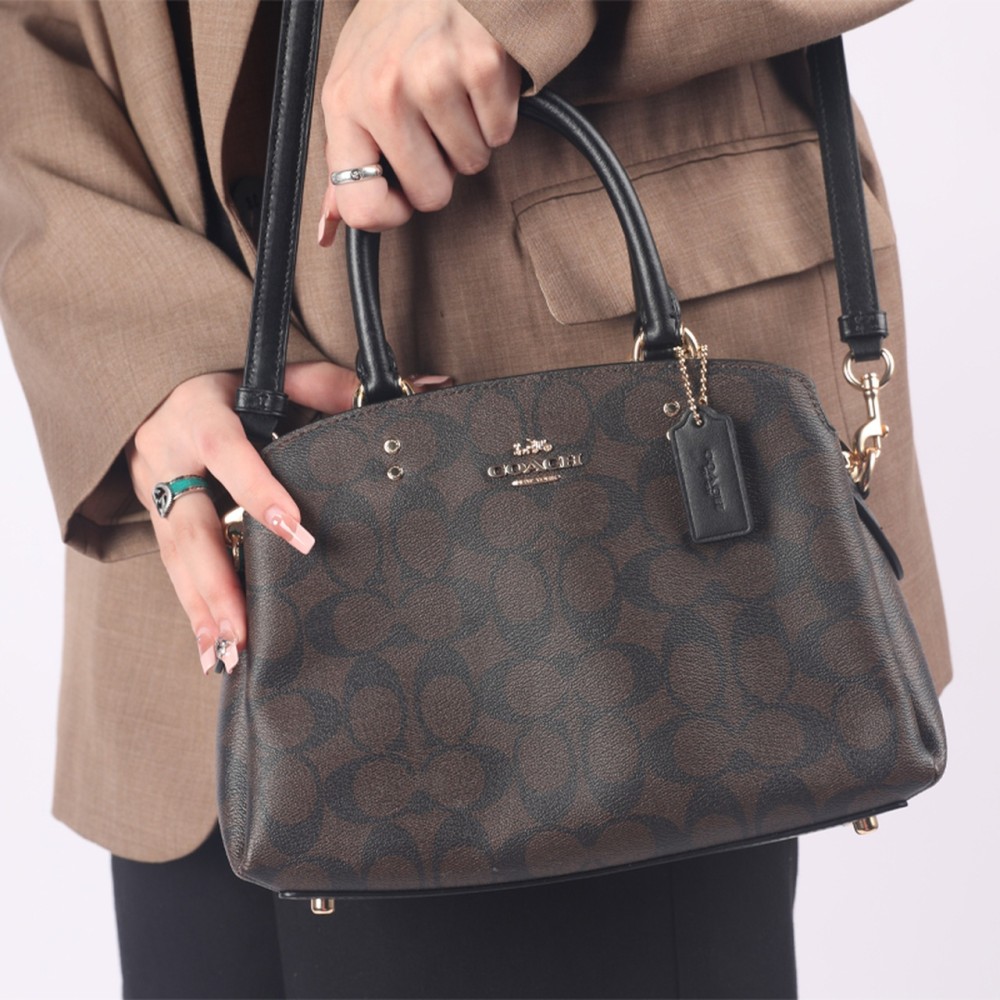 Lillie Cow Leather Handbag Shoulder Bag Crossbody Bag Small Size Women S Dark Brown