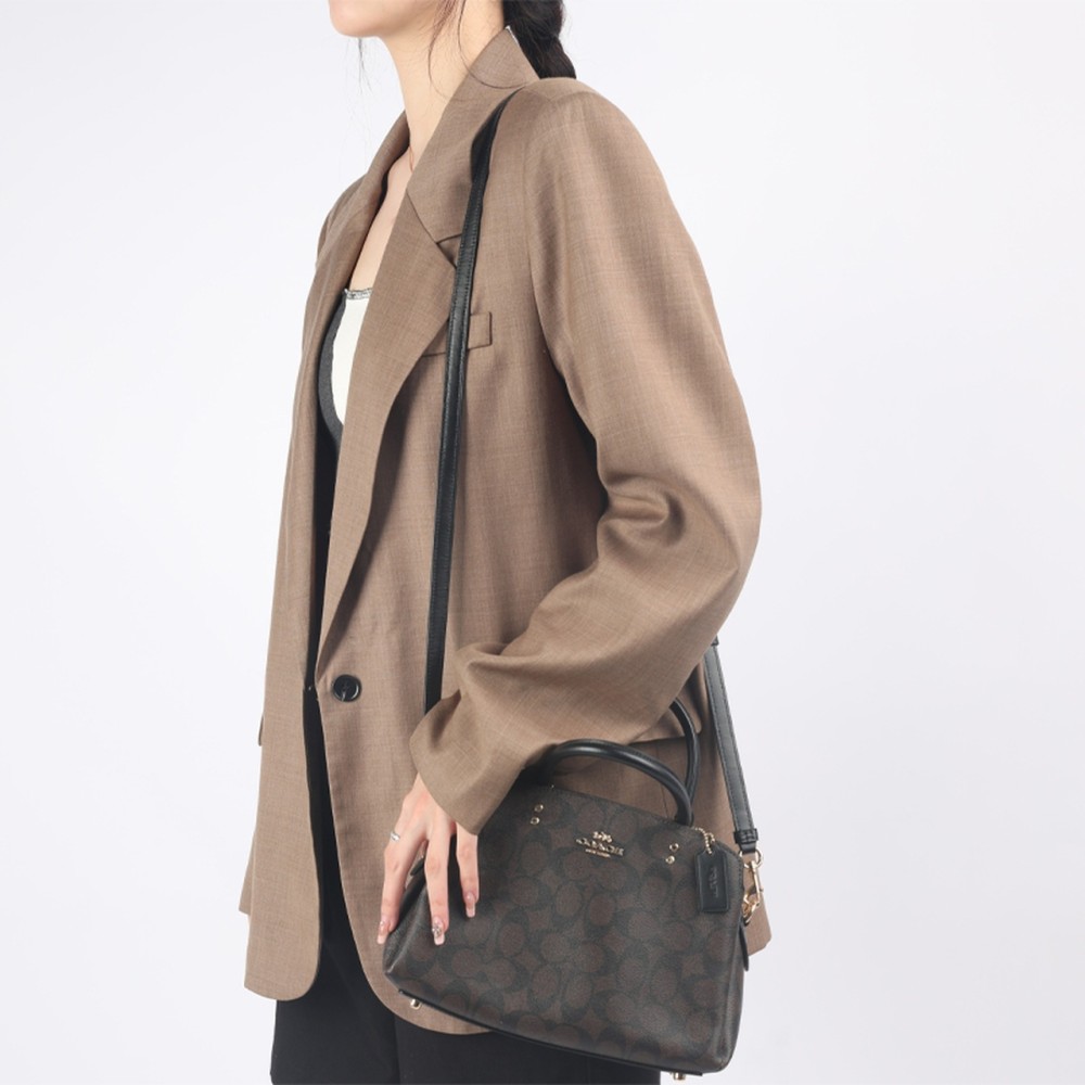 Lillie Cow Leather Handbag Shoulder Bag Crossbody Bag Small Size Women S Dark Brown