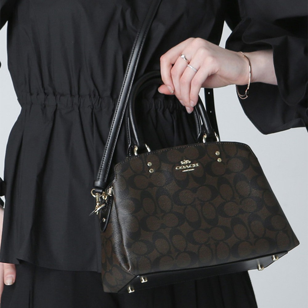 Lillie Cow Leather Handbag Shoulder Bag Crossbody Bag Small Size Women S Dark Brown