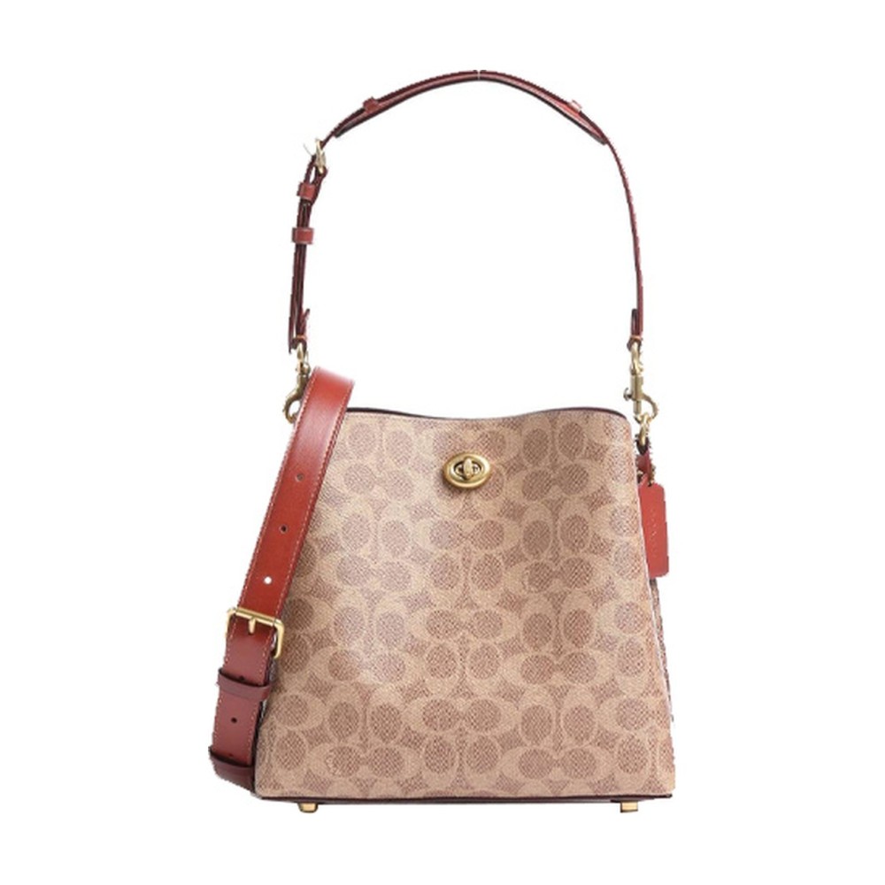 Willow Leather Shoulder Bag Women S Red Brown Brown Monogram