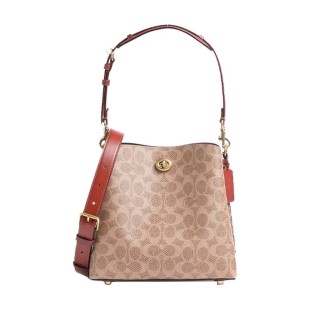 Willow Leather Shoulder Bag Women S Red Brown Brown Monogram