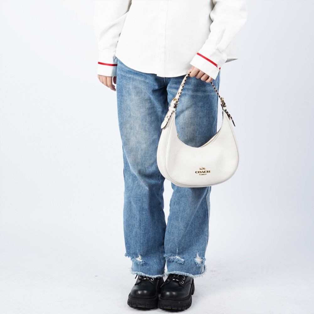 Bailey Refined Pebbled Leather With Smooth Leather Hobo Bag Shoulder Bag Handbag Tubas Women S White