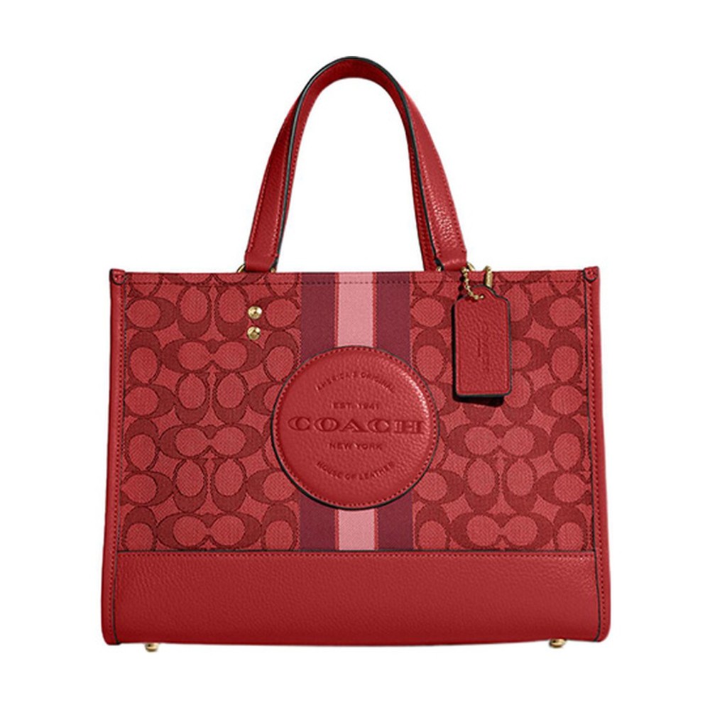 Dempsey Jacquard Fabric With Pebbled Leather Shoulder Bag Crossbody Bag Handbag Tubas Women S Red