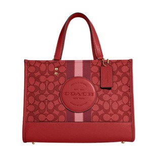 Dempsey Jacquard Fabric With Pebbled Leather Shoulder Bag Crossbody Bag Handbag Tubas Women S Red