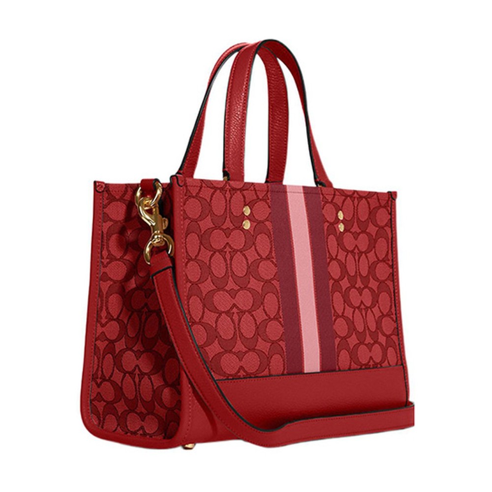 Dempsey Jacquard Fabric With Pebbled Leather Shoulder Bag Crossbody Bag Handbag Tubas Women S Red