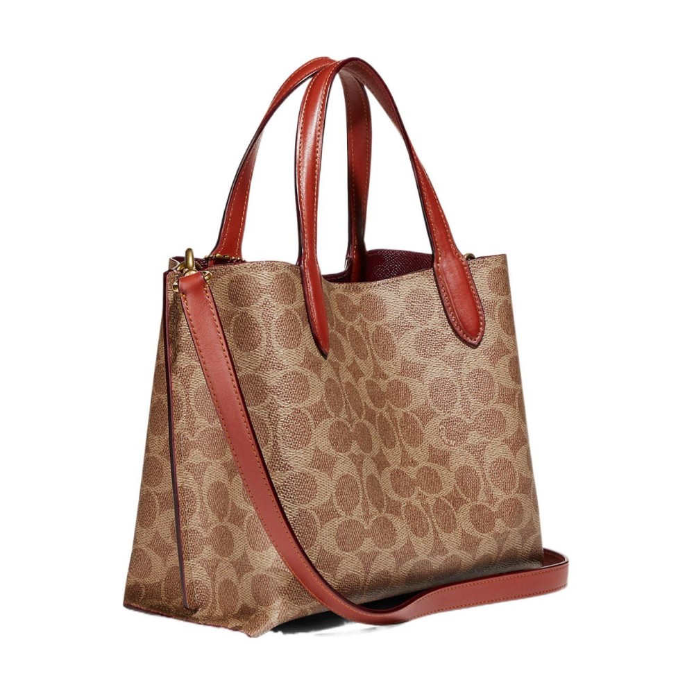 Willow Leather Tote Bag Shopping Bag Shoulder Bag Crossbody Bag Handbag Medium Size Women S Brown Red