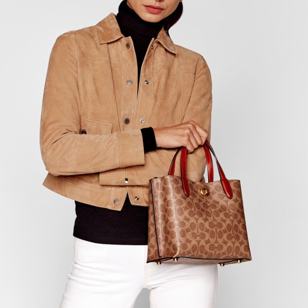 Willow Leather Tote Bag Shopping Bag Shoulder Bag Crossbody Bag Handbag Medium Size Women S Brown Red