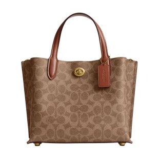 Willow Artificial Leather Tote Bag Shopping Bag Shoulder Bag Handbag Medium Size Women S Brown Yellow Caramel
