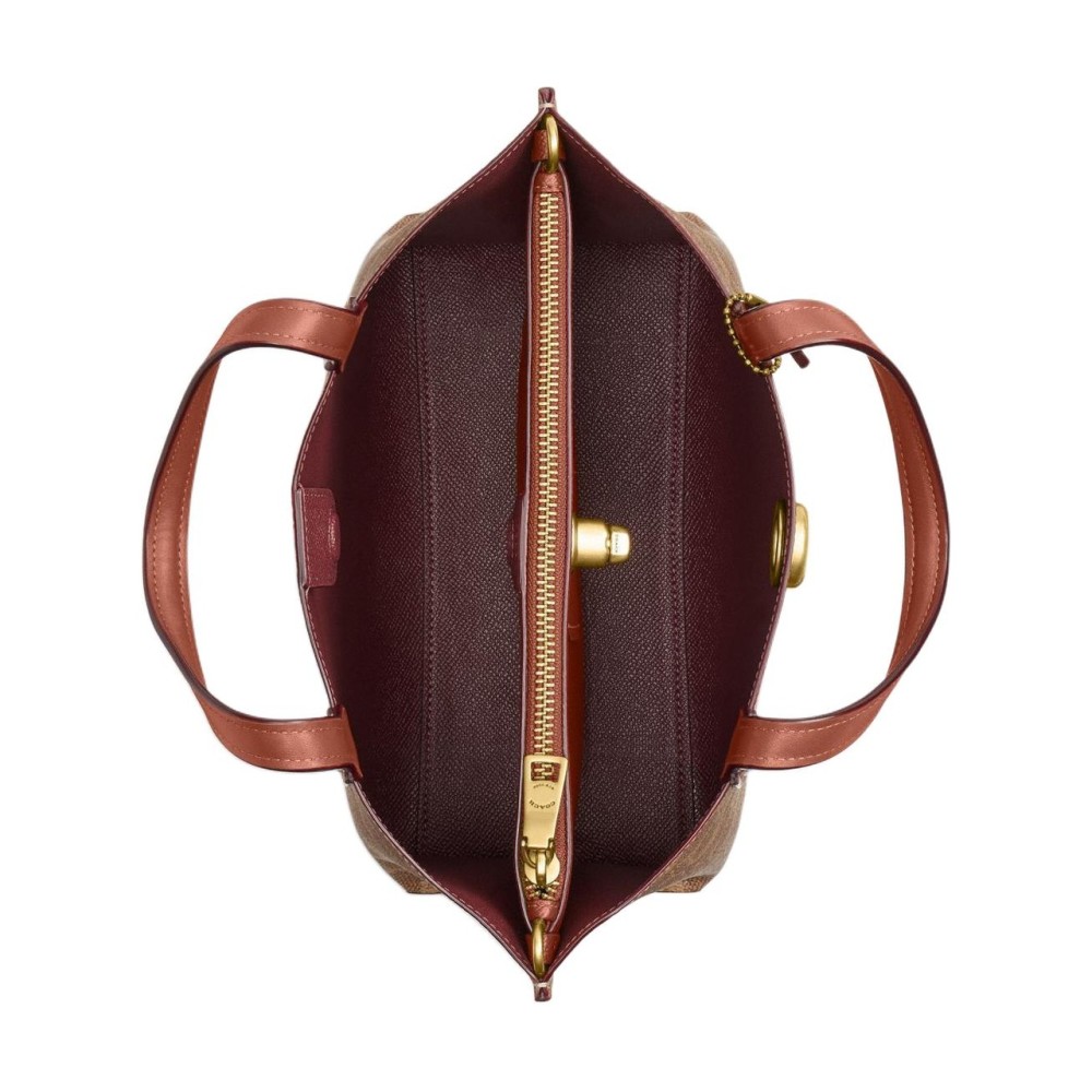 Willow Artificial Leather Tote Bag Shopping Bag Shoulder Bag Handbag Medium Size Women S Brown Yellow Caramel