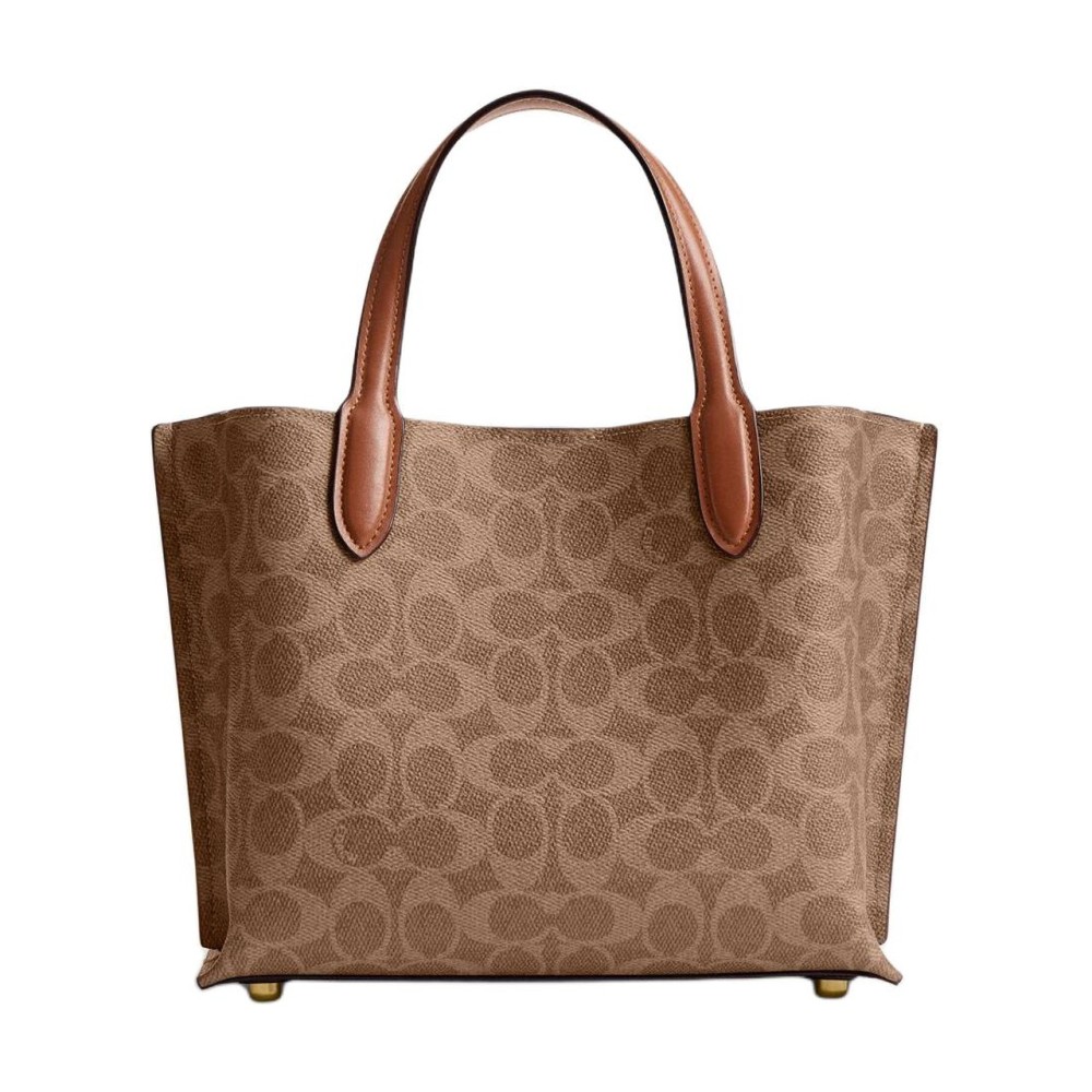 Willow Artificial Leather Tote Bag Shopping Bag Shoulder Bag Handbag Medium Size Women S Brown Yellow Caramel