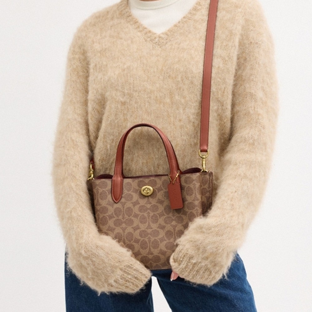 Willow Artificial Leather Tote Bag Shopping Bag Shoulder Bag Handbag Medium Size Women S Brown Yellow Caramel