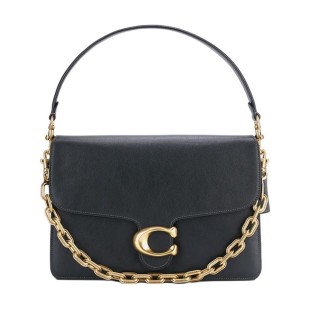 Tabby Cow Leather Shoulder Bag Large Women S Black