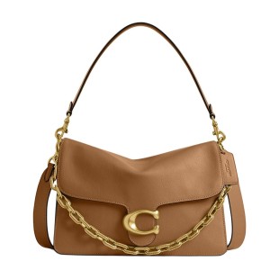 Tabby Cow Leather Shoulder Bag Large Women S Honeys Brown