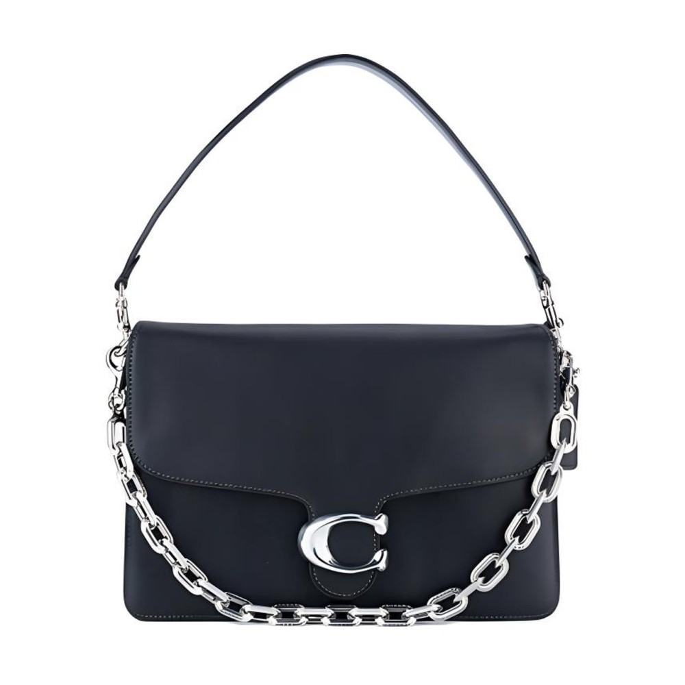 Tabby Cow Leather Shoulder Bag Women S Black