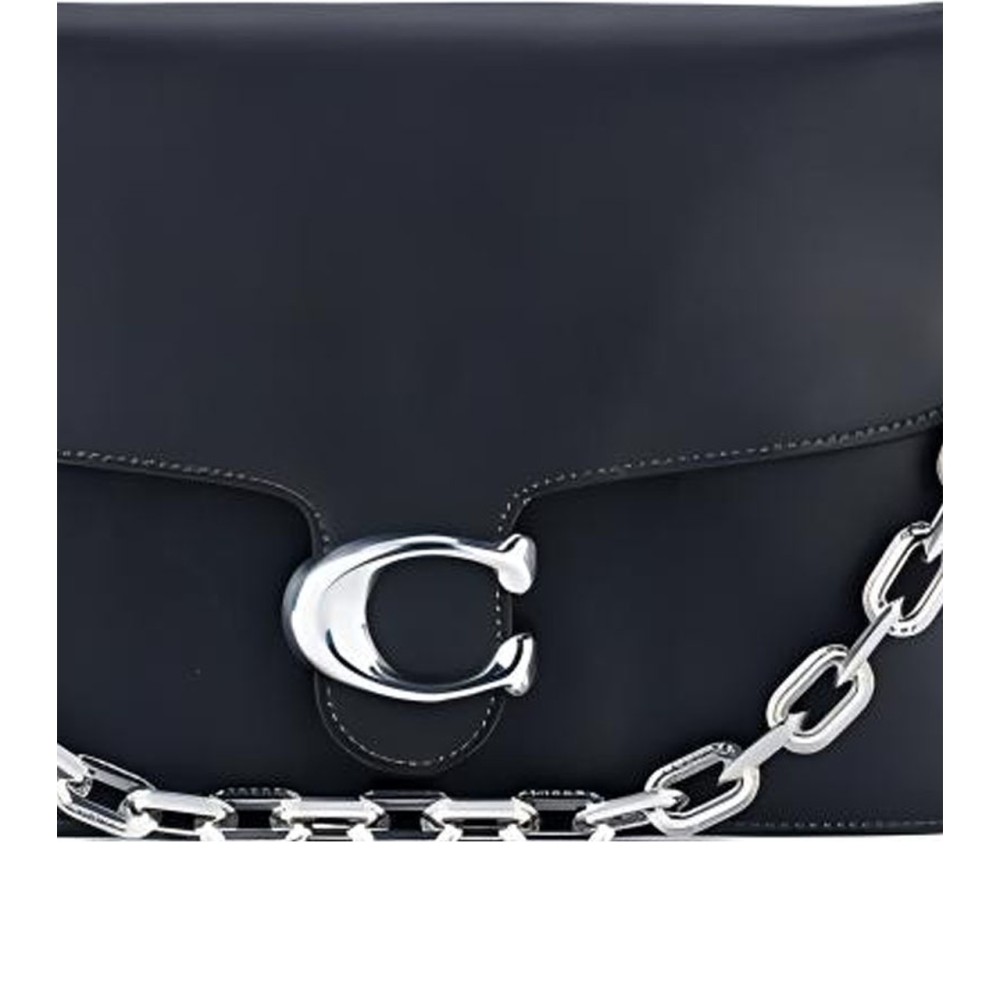 Tabby Cow Leather Shoulder Bag Women S Black