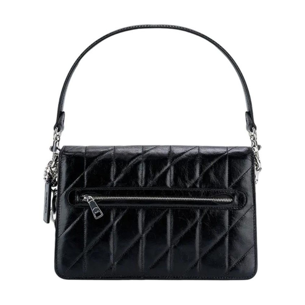 Cow Leather Shoulder Bag Medium Size Women S Black