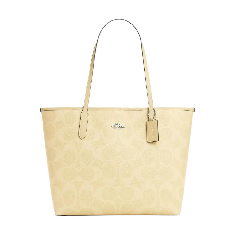 City Coated Canvas Tote Bag Shopping Bag Handbag Shoulder Bag Large Size Women S Dry Grass