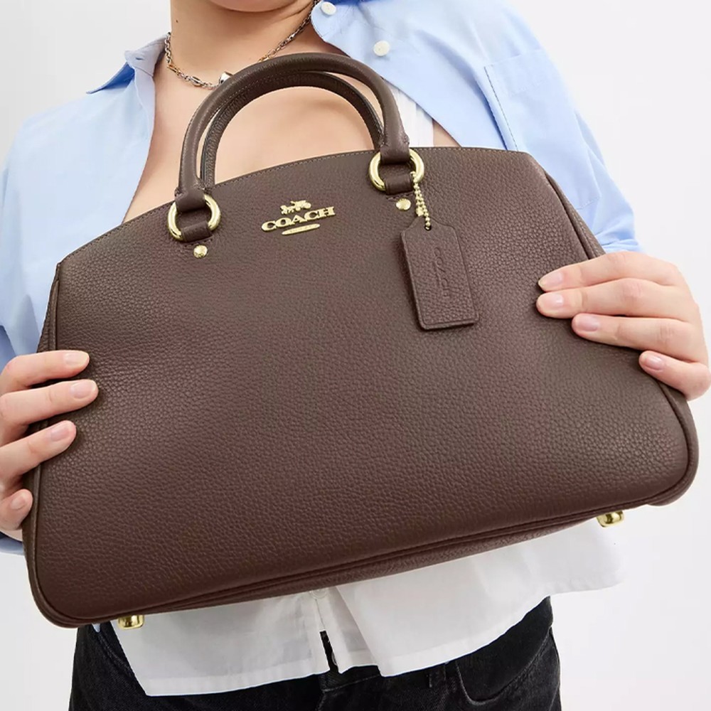 Leather Shoulder Bag Crossbody Bag Handbag Large Women S Dark Stone Brown