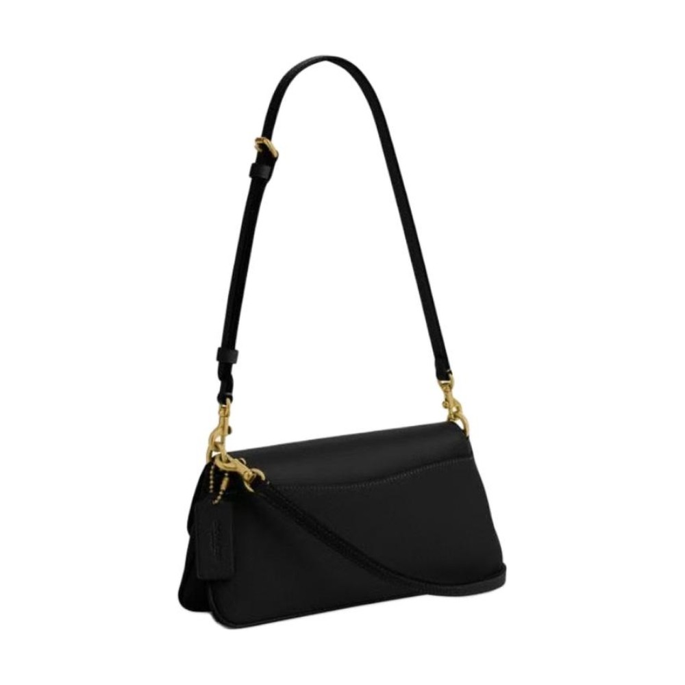 Jet Leather Portable Crossbody Bag Shoulder Bag Medium Size Women S Black