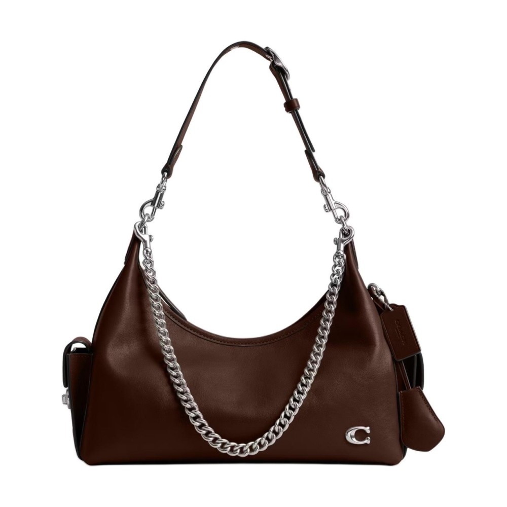 Pocketjuliet Shiny Leather Biker Bag Shoulder Bag Large Size Women S Brown
