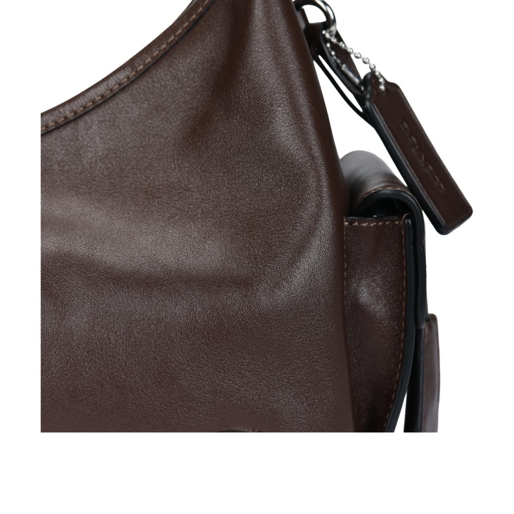 Pocketjuliet Shiny Leather Biker Bag Shoulder Bag Large Size Women S Brown
