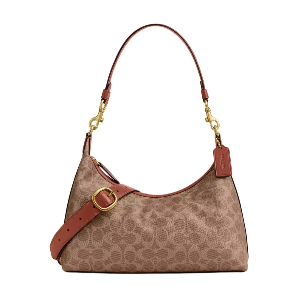 Juliet Coated Canvas With Calfskin Shoulder Bag Large Women S Caramel