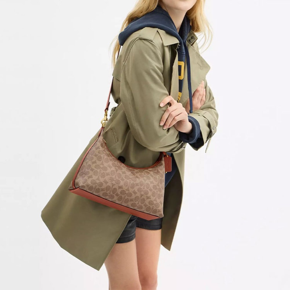 Juliet Coated Canvas With Calfskin Shoulder Bag Large Women S Caramel