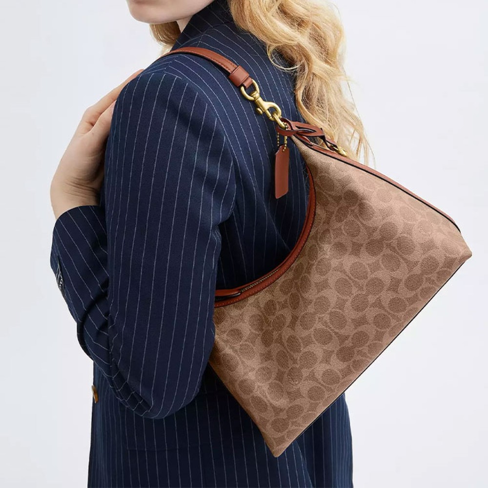 Juliet Coated Canvas With Calfskin Shoulder Bag Large Women S Caramel
