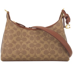 Juliet Coated Canvas Shoulder Bag Medium Size Women S Brown